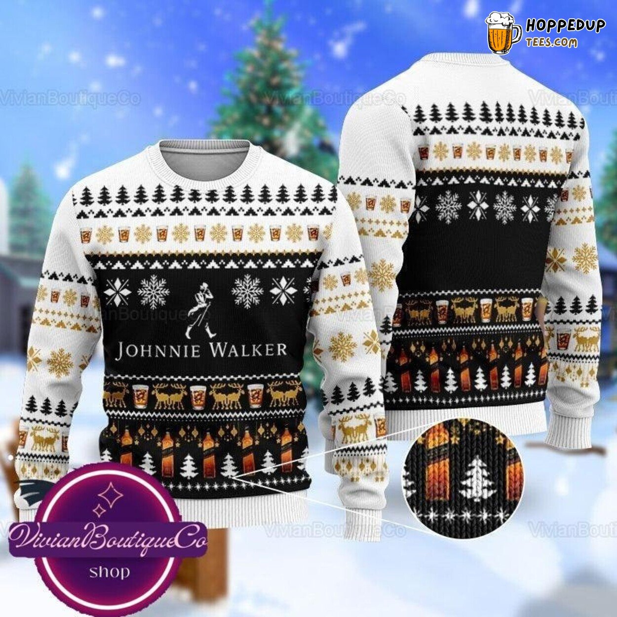 Christmas Johnnie Walker Inspired Knitted Festive Ugly Sweater Unique Gift