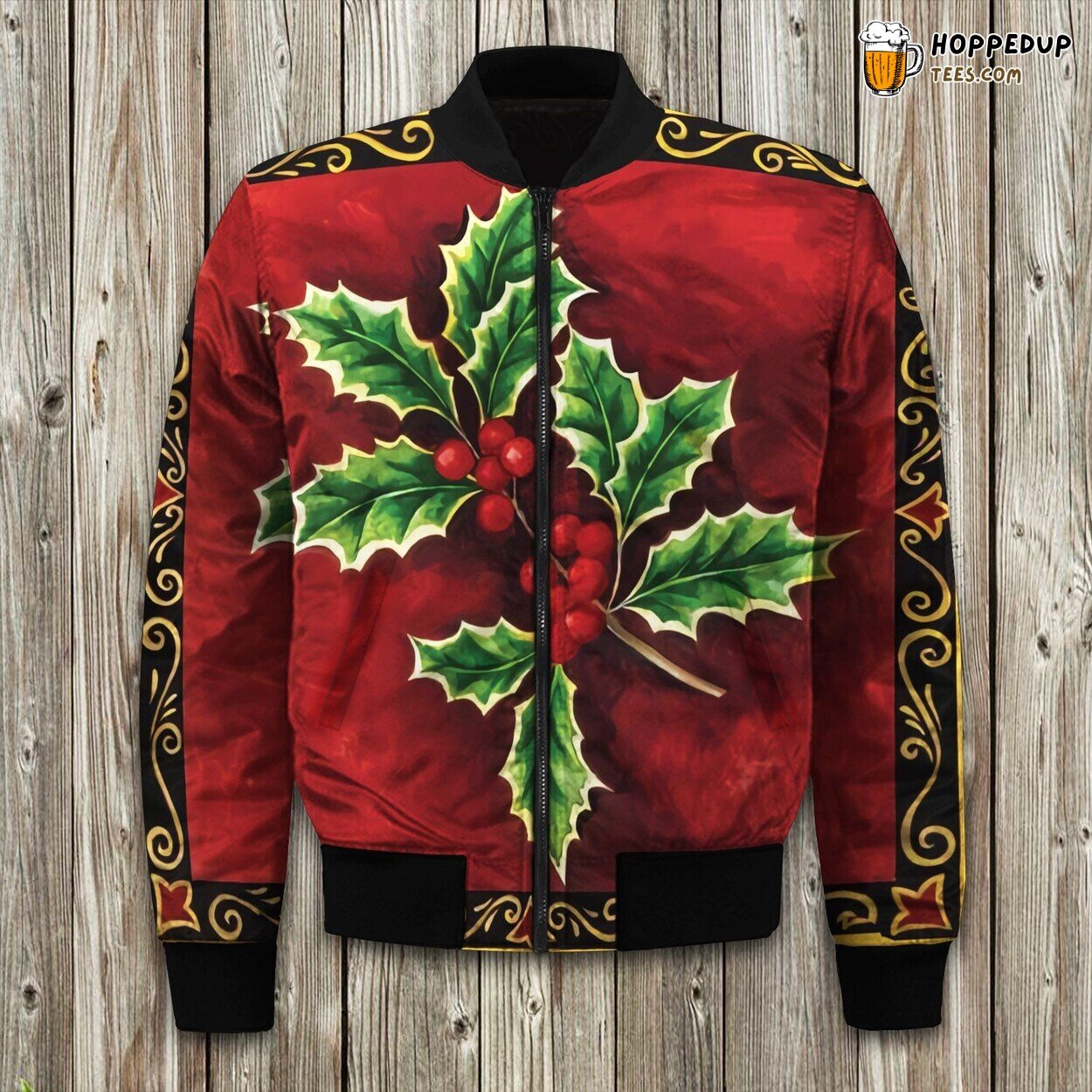 Christmas Joy Motif Winter Bomber Jacket Luxuriously Padded Quality Ensured
