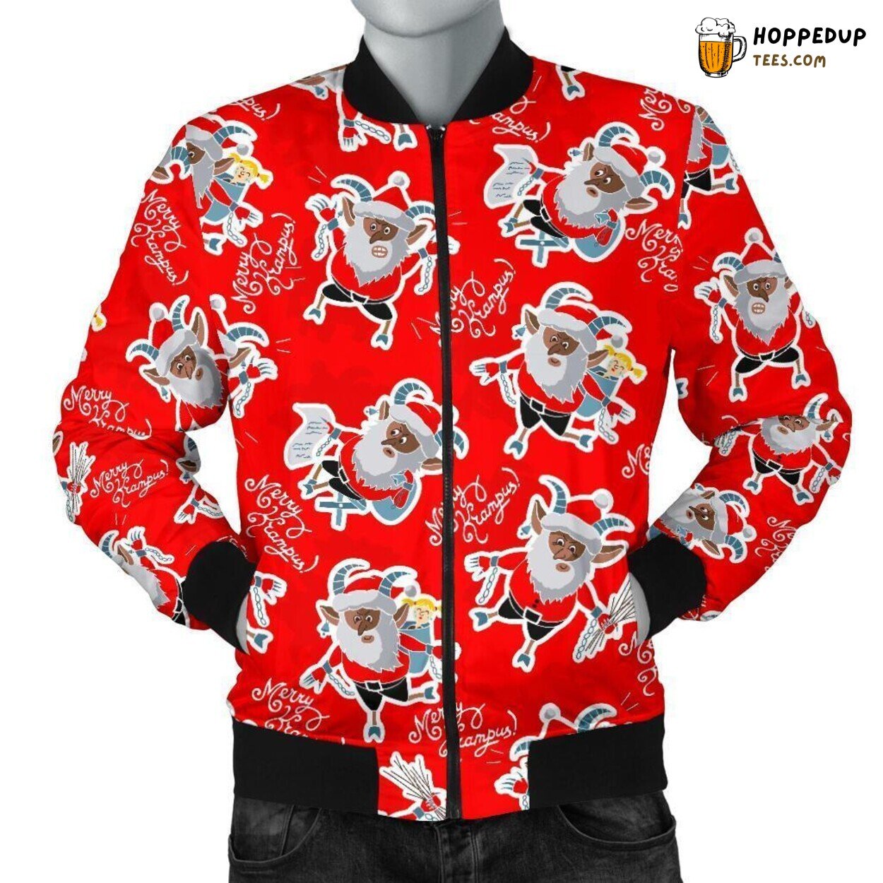 Christmas Legend of Krampus Men’s Bomber Jacket Unique Pattern Design Tribute