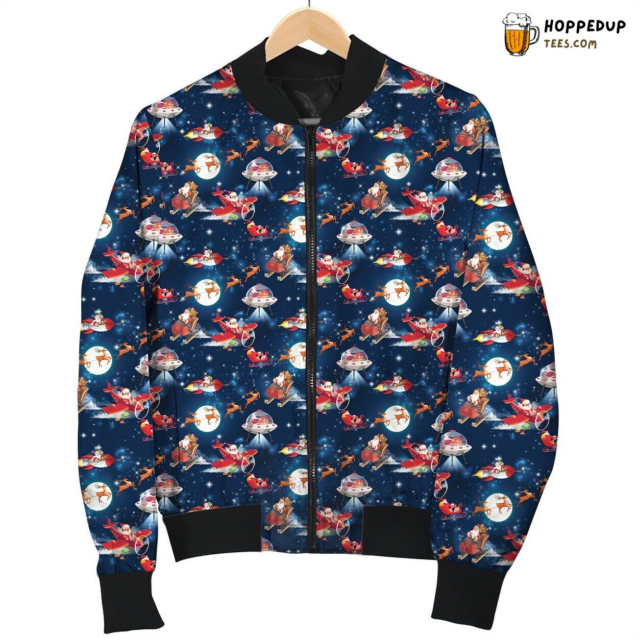 Christmas Santa On The Plane Bomber Jacket