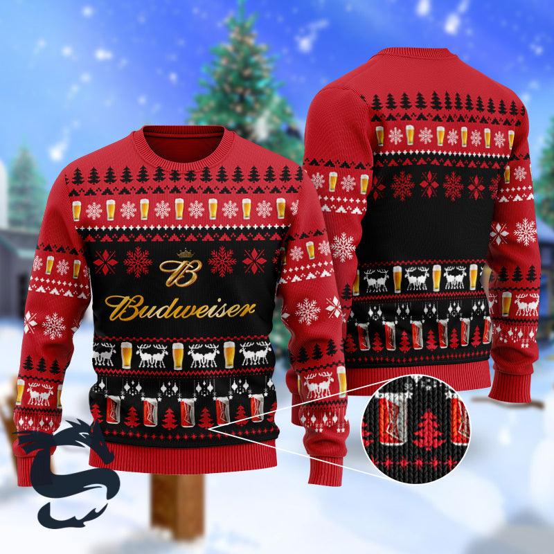 Christmas Scenes With Budweiser Beer Ugly Sweater HU