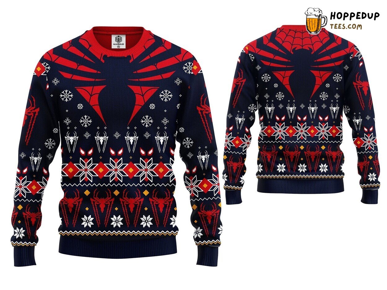 Christmas Spiderman Ugly Sweater Superhero Themed Festive Pullover