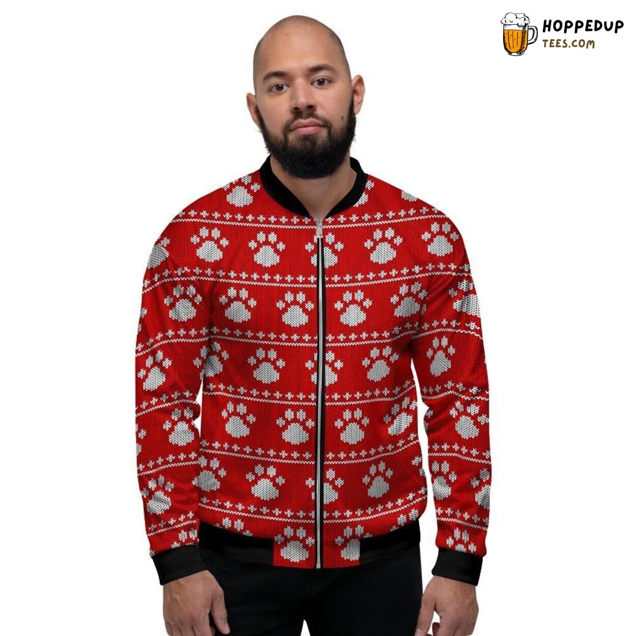 Christmas Ugly Paw Inspired Design Men’s Bomber Jacket Festive Holiday Wear Christmas Ugly Paw Inspired Design Men’s Bomber Jacket Festive Holiday Wear
