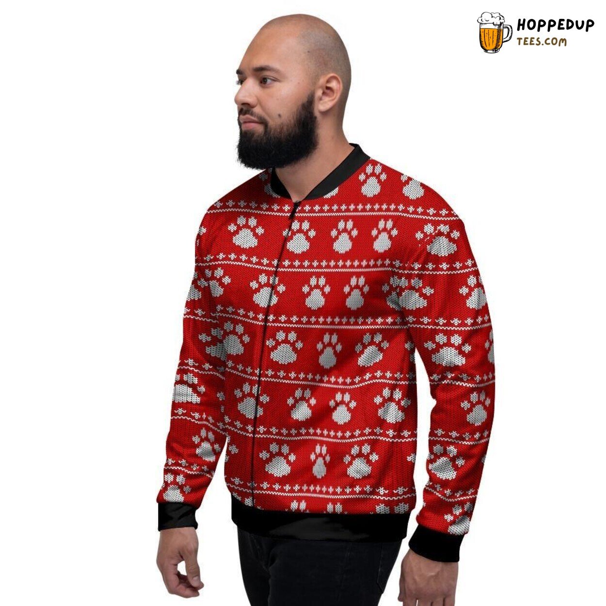 Christmas Ugly Paw Inspired Design Men’s Bomber Jacket Festive Holiday Wear