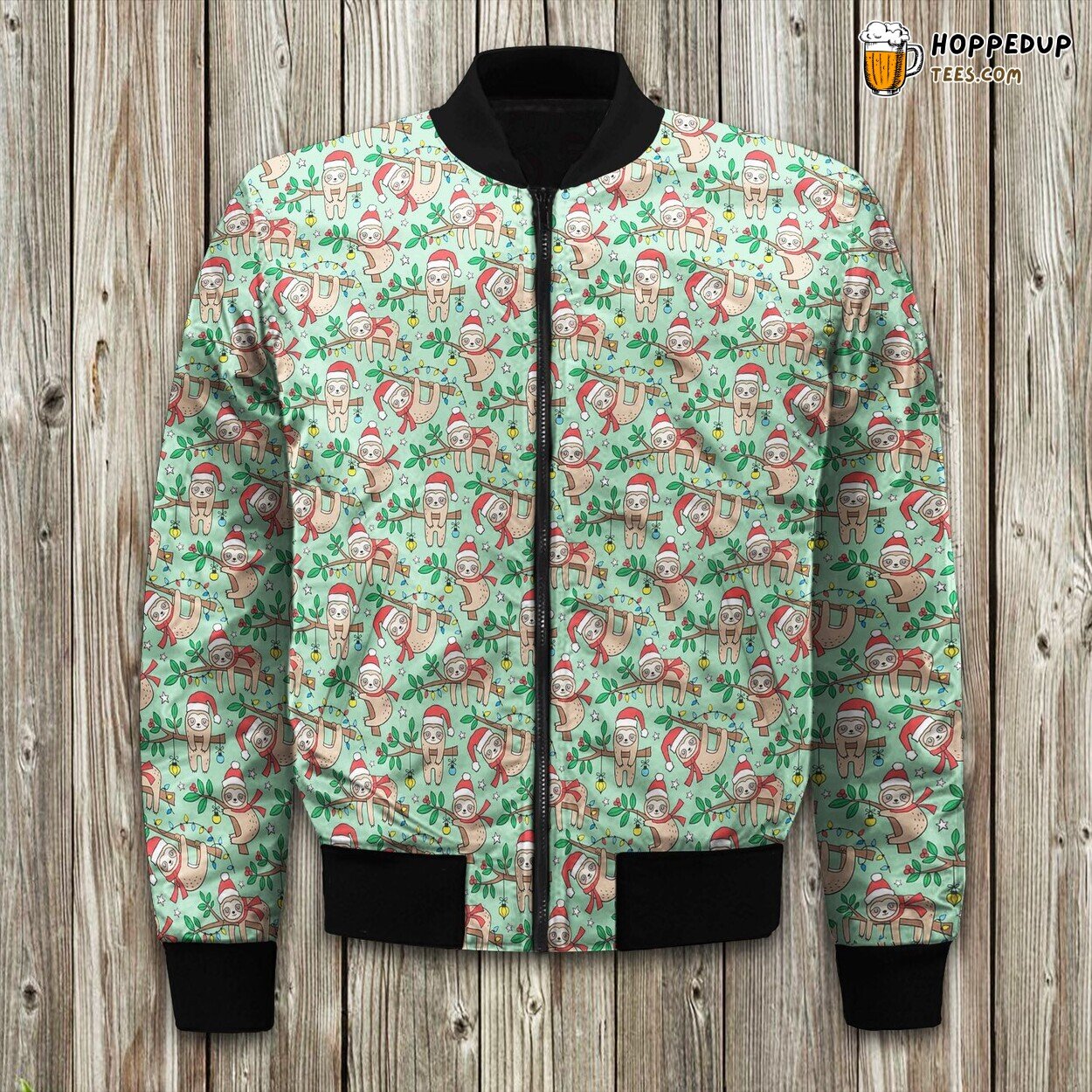 Christmas Winter Sloth Bomber Jacket
