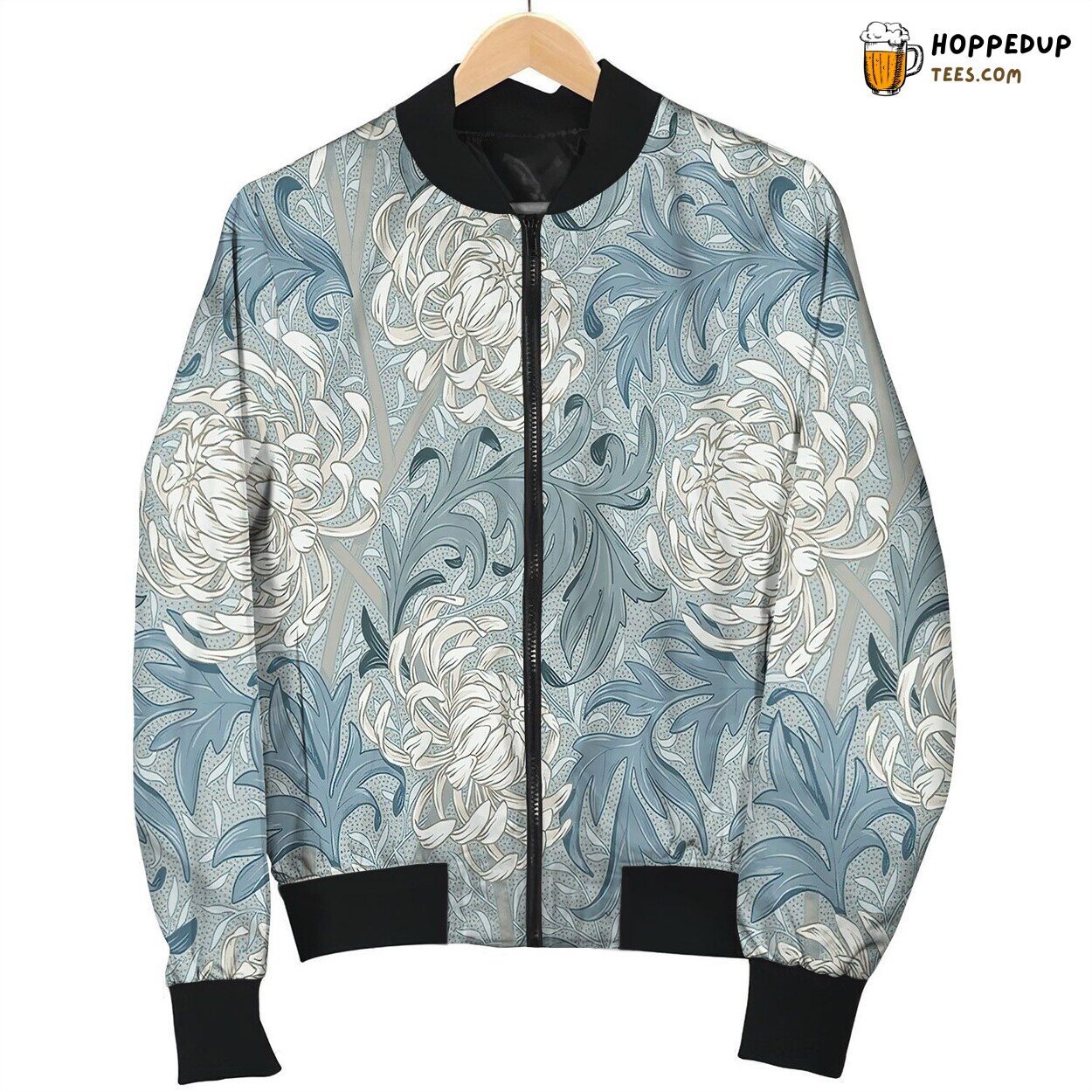Chrysanthemum In Blues Bomber Jacket