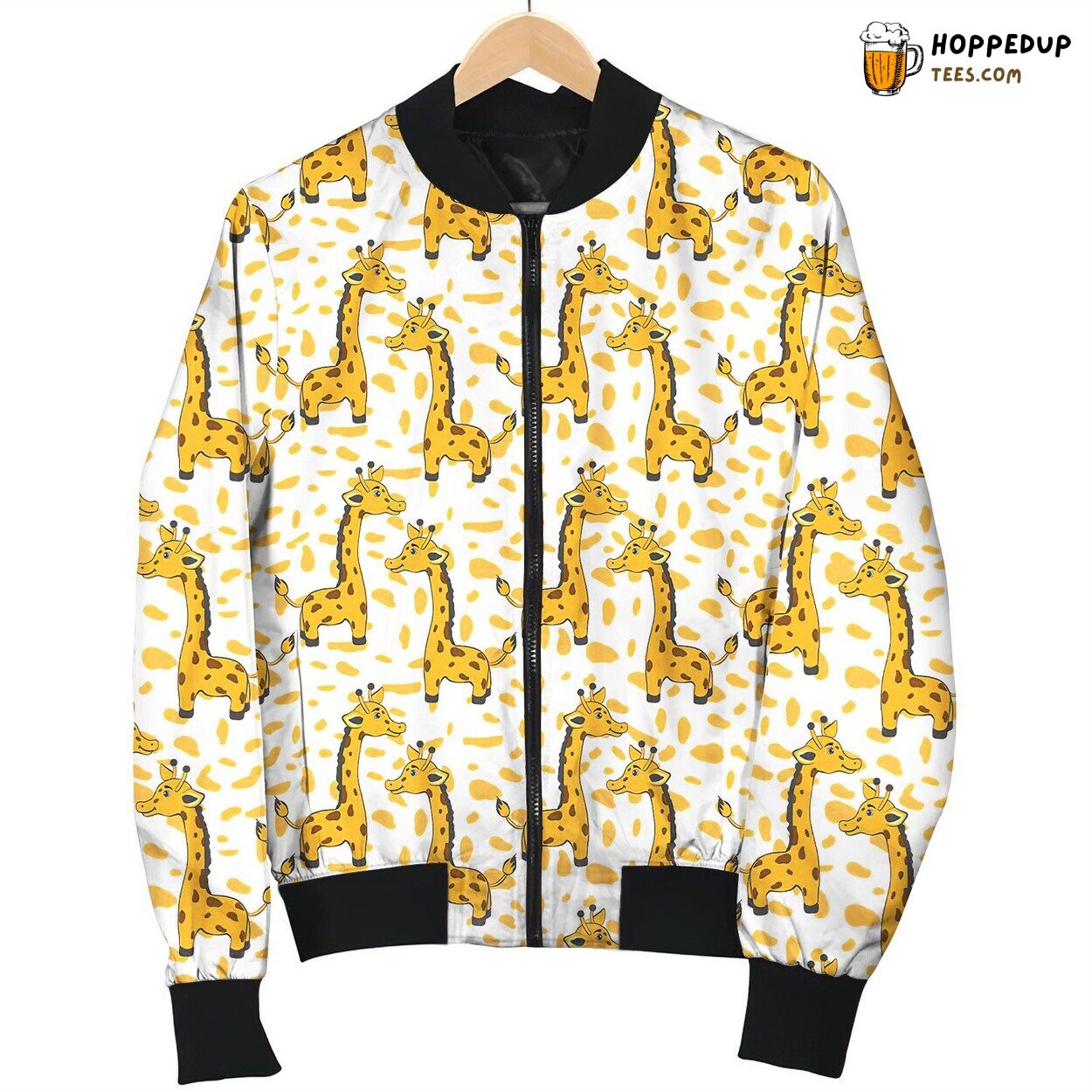 Chubby Giraffe With Yellow Spot Background Bomber Jacket
