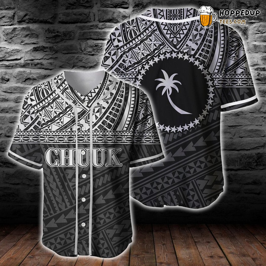 Chuuk Polynesian Black White Version Baseball Tee Jersey Shirts 3D