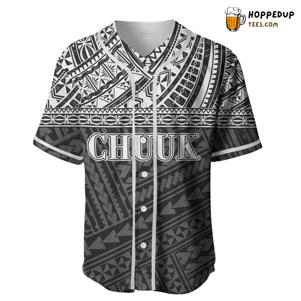 Chuuk Polynesian Black White Version Baseball Tee Jersey Shirts 3D