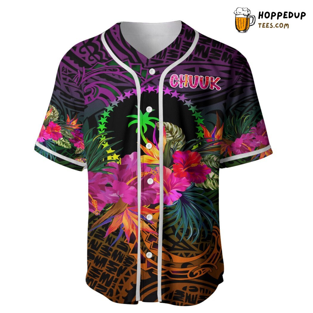 Chuuk Summer Hibiscus Baseball Tee Jersey Shirts 3D