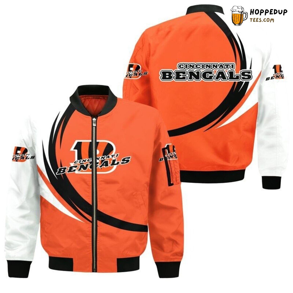 Cincinnati Bengals Bomber Jacket Featuring Curve Graphic Premium Design