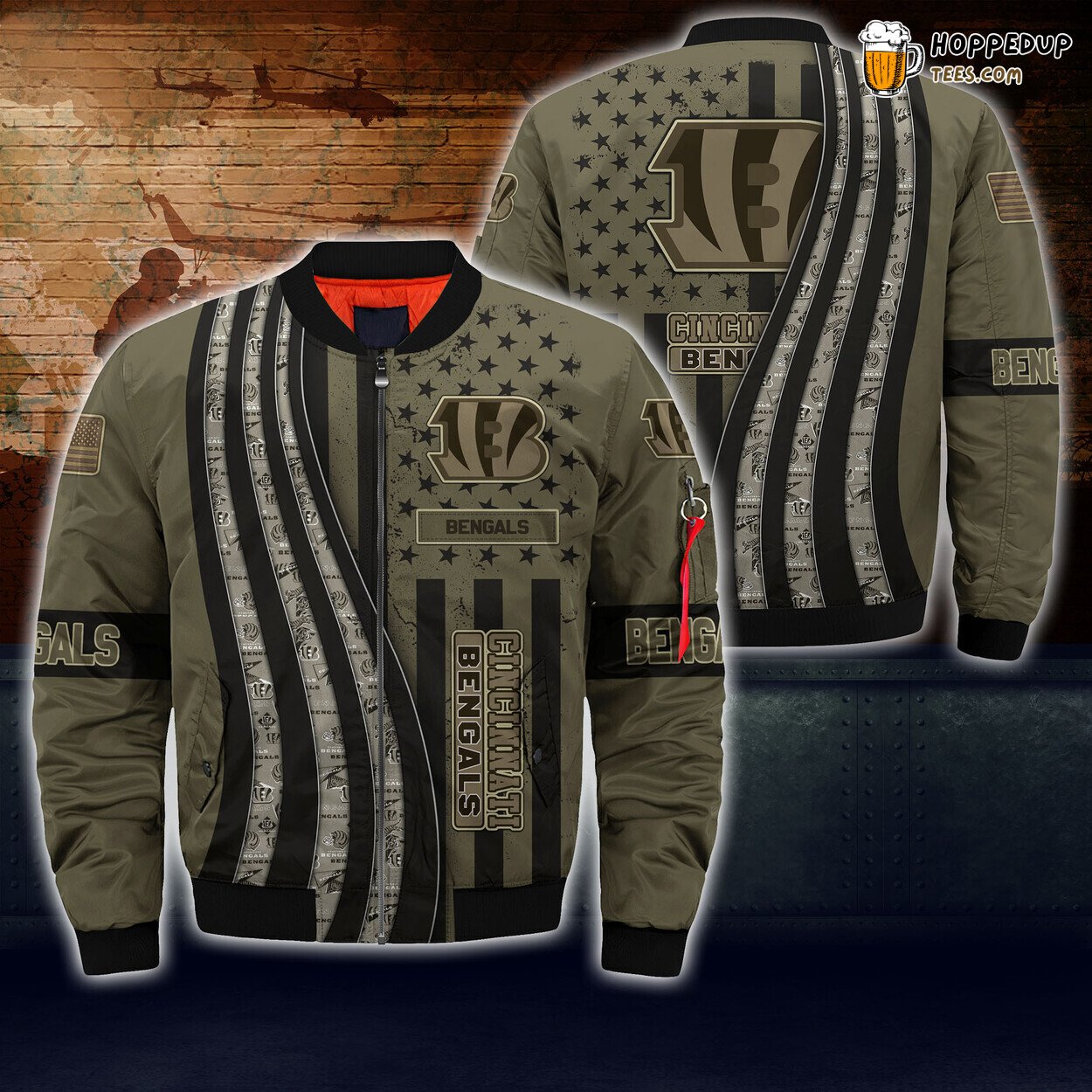 Cincinnati Bengals NFL Camo Bomber Jacket Seasonal Exclusive Wear