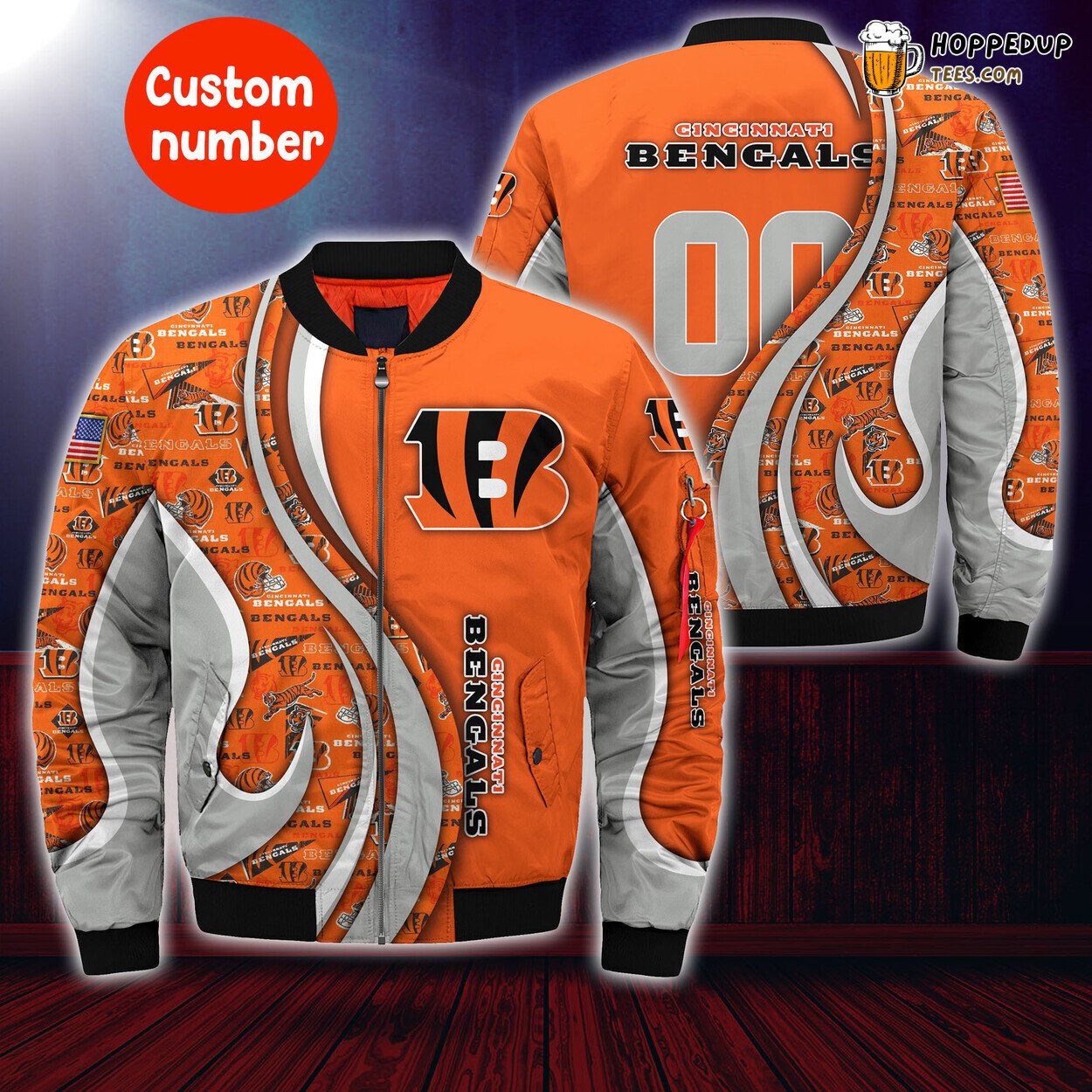 Cincinnati Bengals NFL Custom Number Trending Elite Bomber Jacket Design