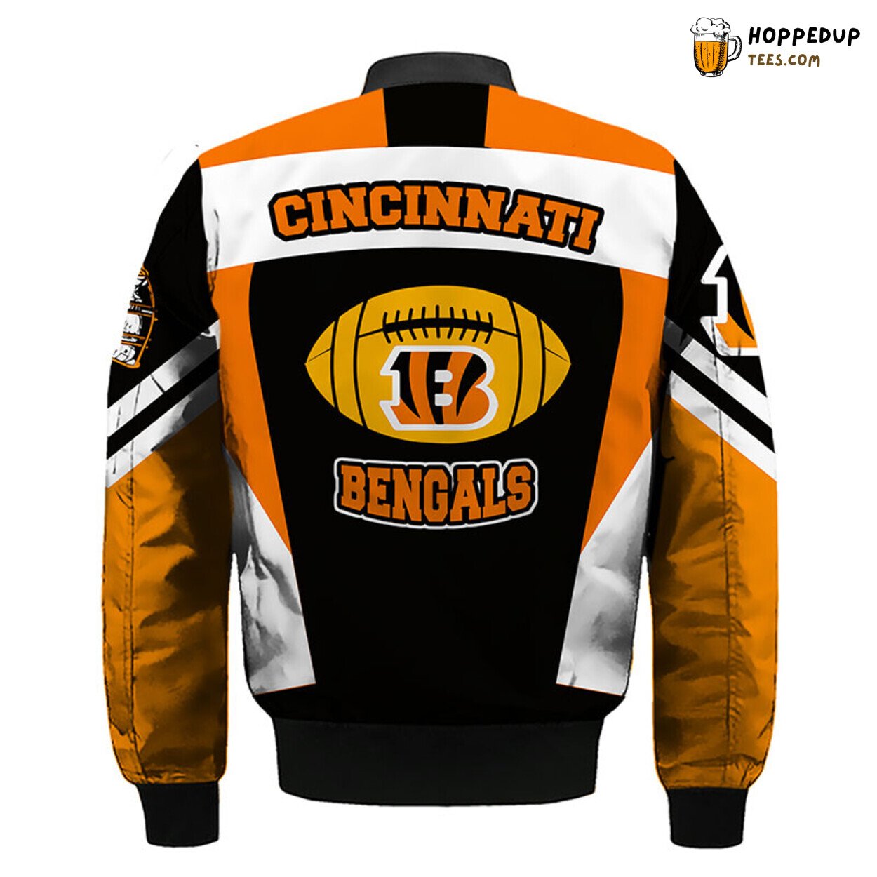 Cincinnati Bengals NFL Skull Orange Black Bomber Jacket Distinct Look