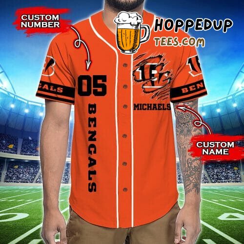 Cincinnati Bengals Orange Custom NFL Unisex Baseball Jersey Unique Vibe