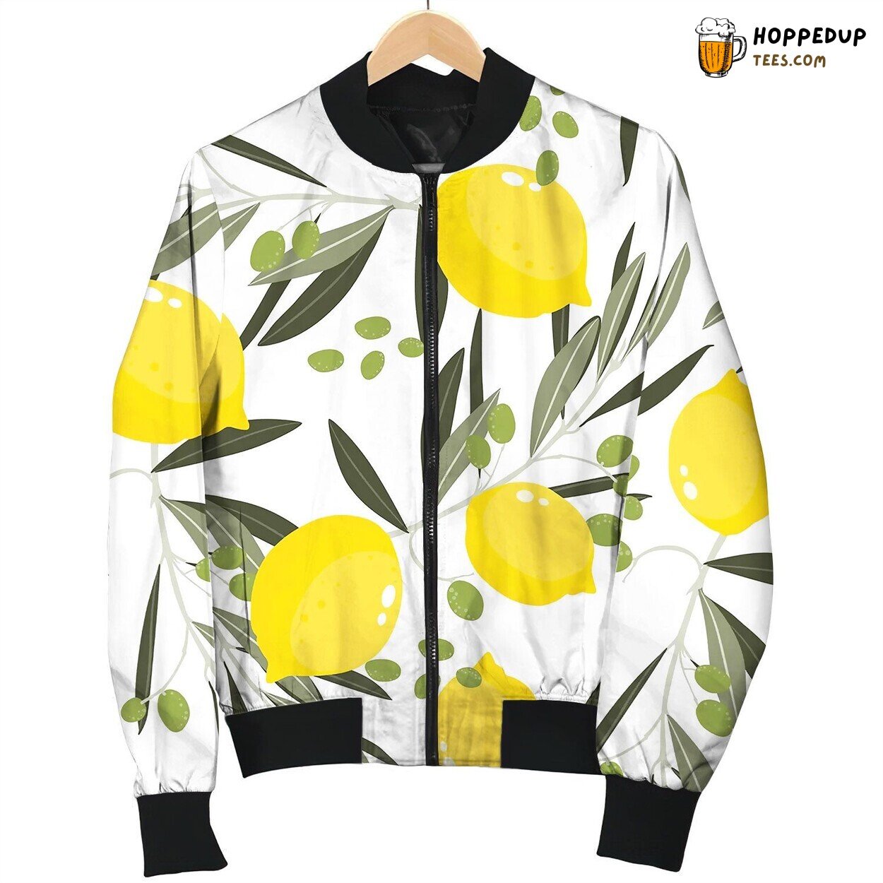 Citrus Floral Seamless Pattern With Lemon Bomber Jacket