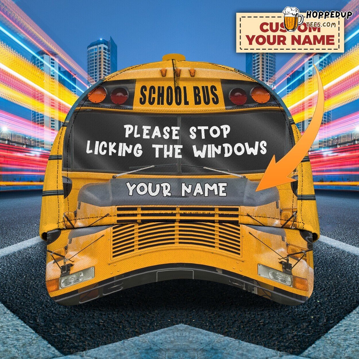 Classic 3D Cap Authentic School Bus Design Personalized Name Unique Journey