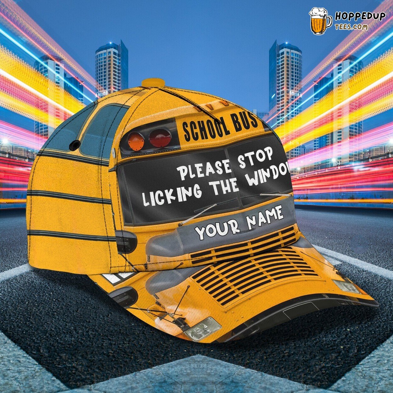 Classic 3D Cap Authentic School Bus Design Personalized Name Unique Journey Classic 3D Cap Authentic School Bus Design Personalized Name Unique Journey