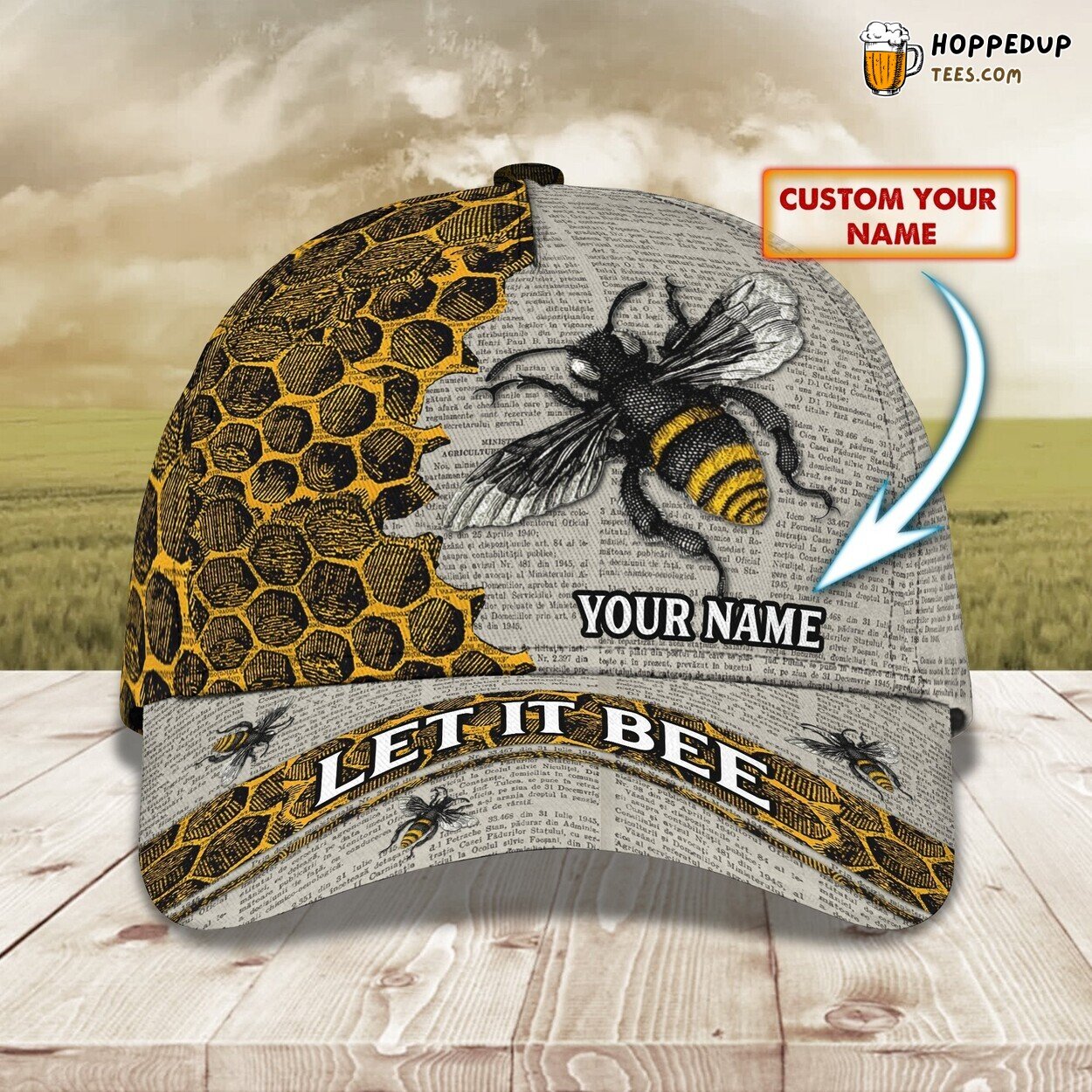 Classic 3D Cap Bee Personalized Name Unique Edition Nature Inspired