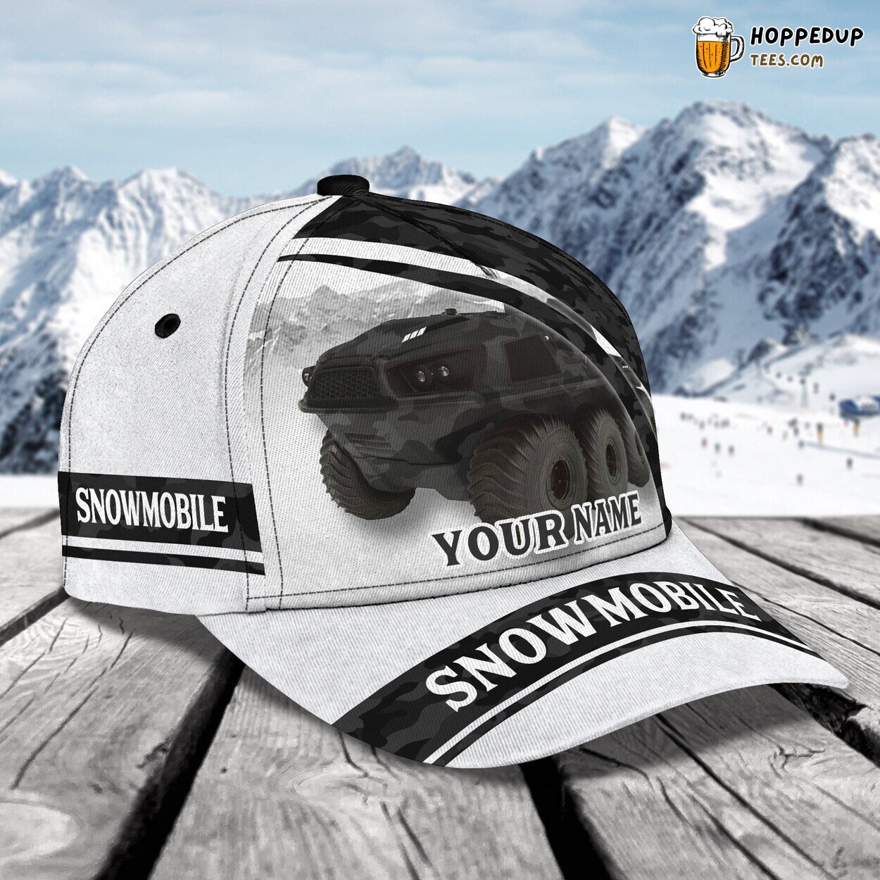 Classic 3D Cap Camo Snowmobile Personalized Name Unique Design Series