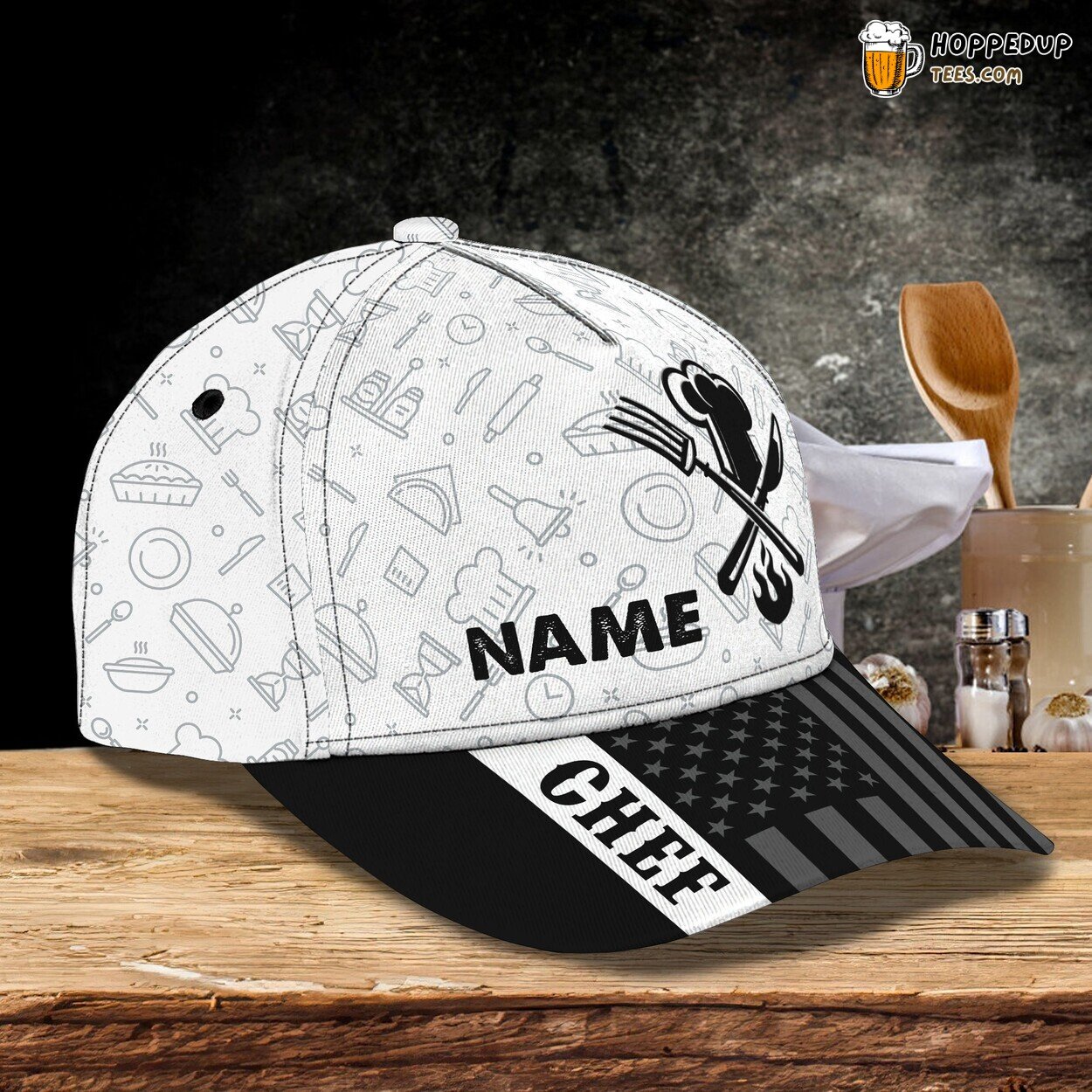 Classic 3D Cap Chef Design Personalized Name Unique Timeless Fashionable Style