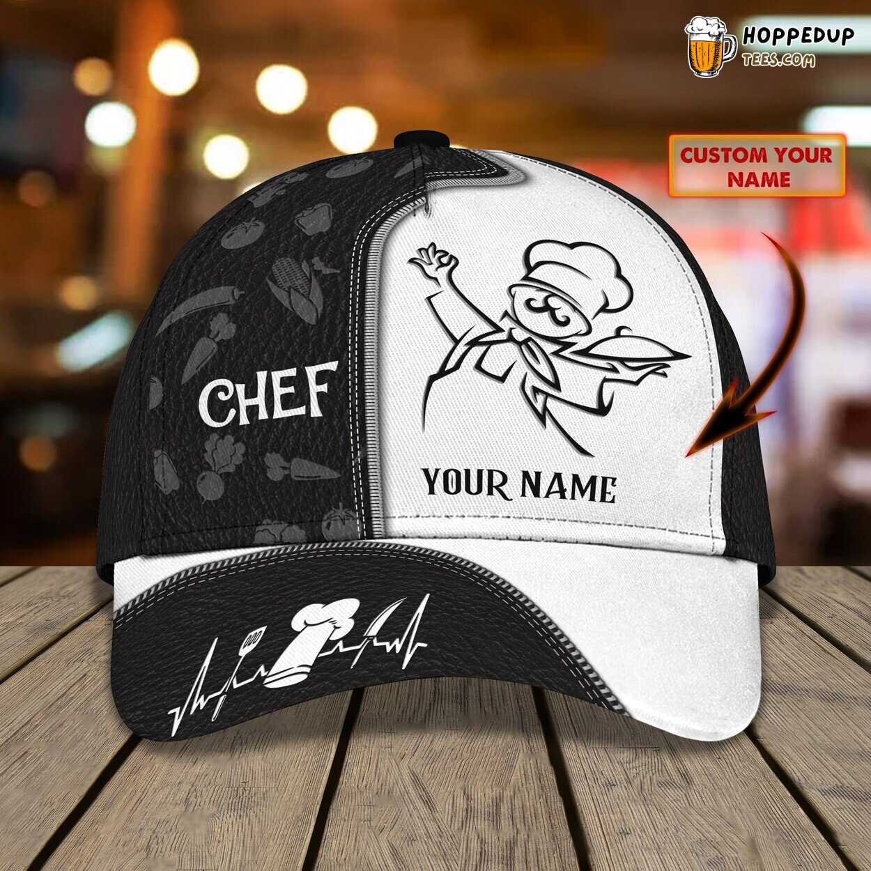 Classic 3D Cap Chef Expertise Personalized Name Unique Culinary Design Look