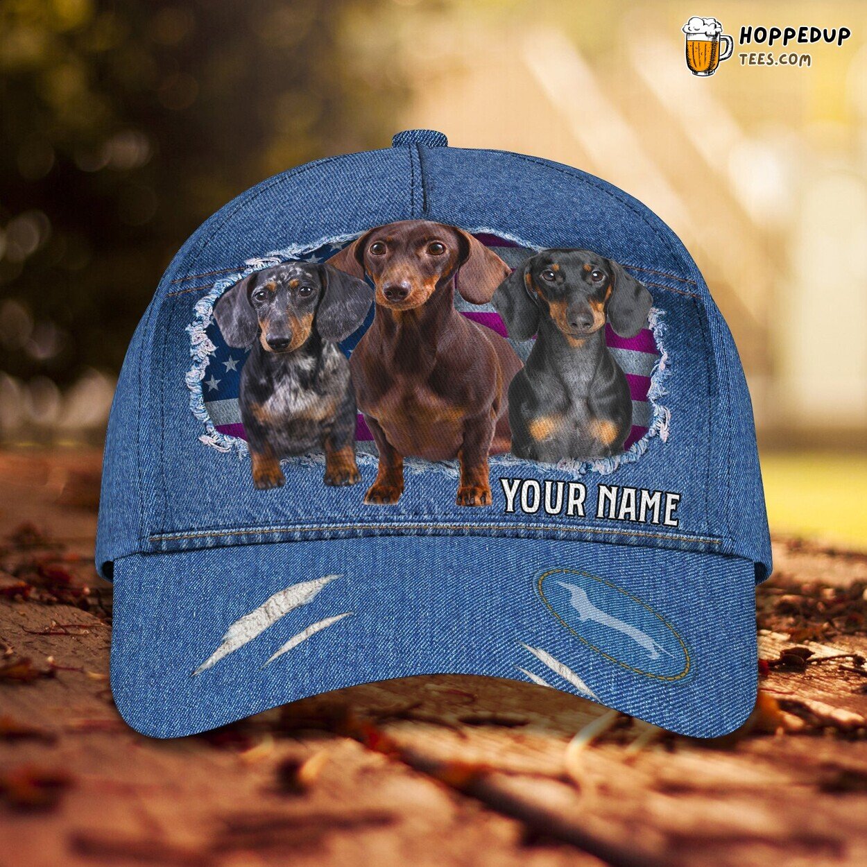 Classic 3D Cap Dachshund Jean Design Personalized Name Unique Pet Fashion Classic 3D Cap Dachshund Jean Design Personalized Name Unique Pet Fashion
