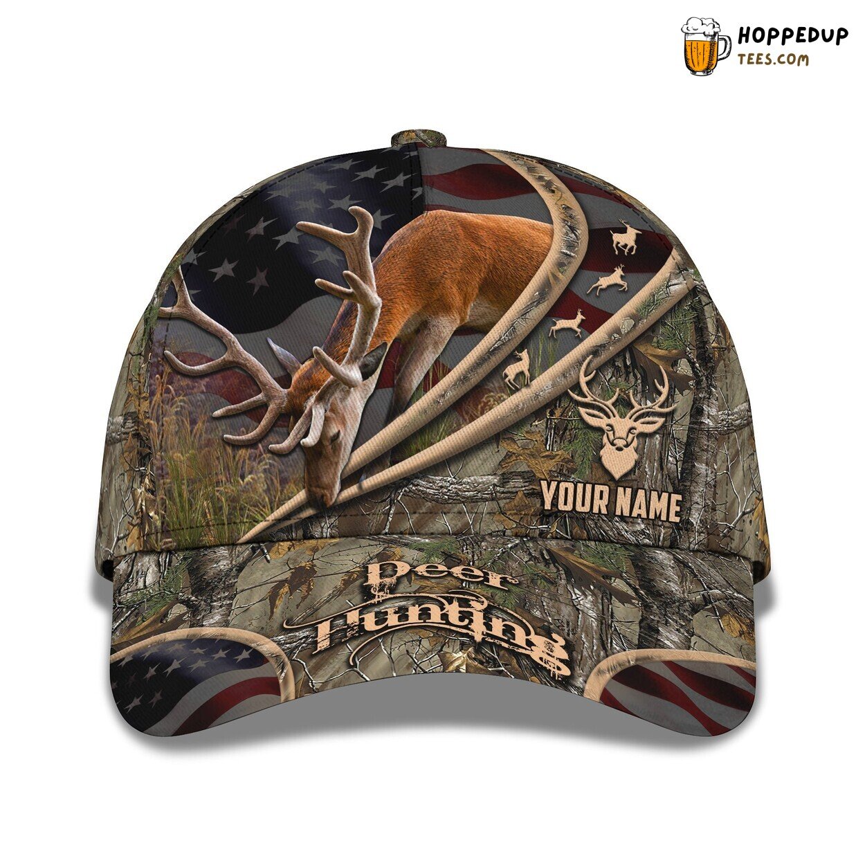 Classic 3D Cap Deer Hunting Personalized Name Unique Edition Stealth Look