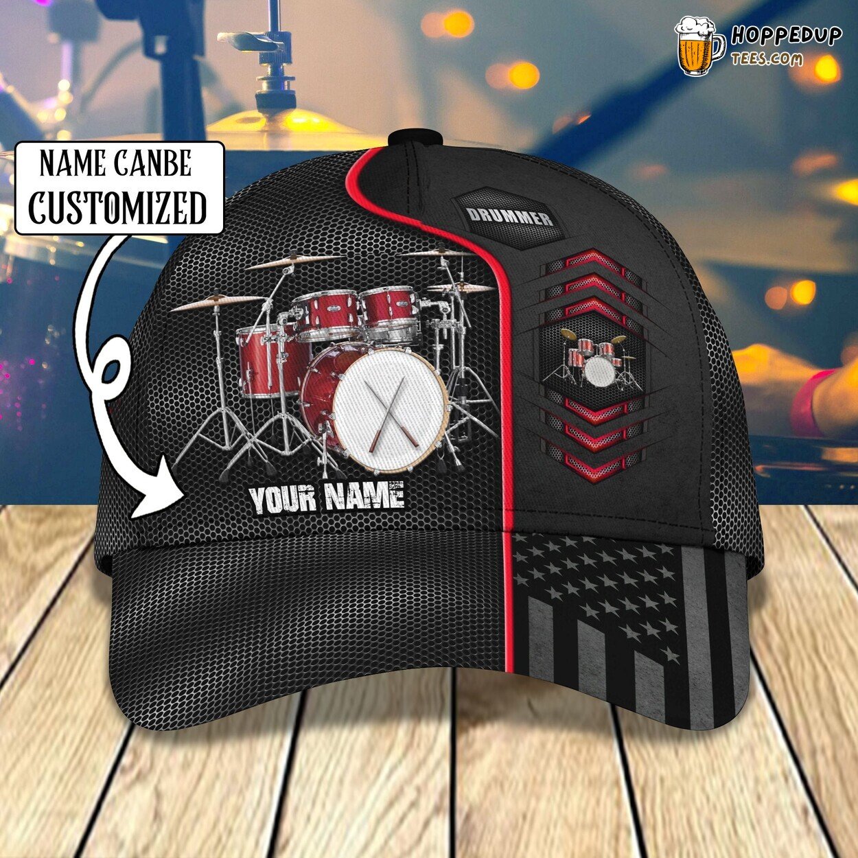 Classic 3D Cap Drummer Passion Personalized Name Unique Musical Trend