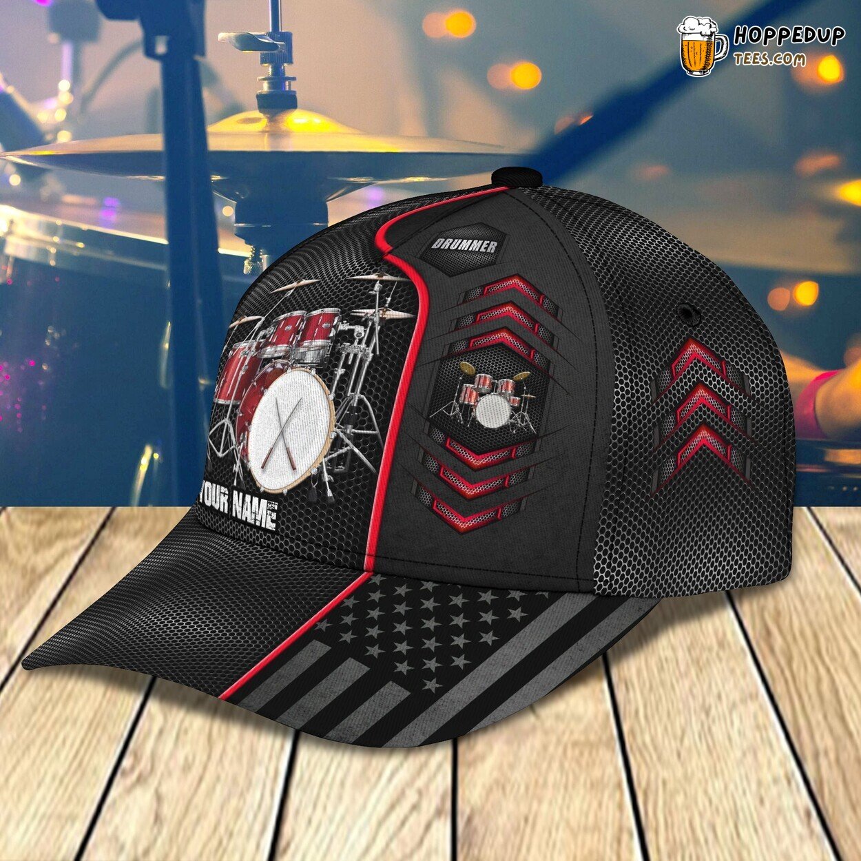 Classic 3D Cap Drummer Passion Personalized Name Unique Musical Trend