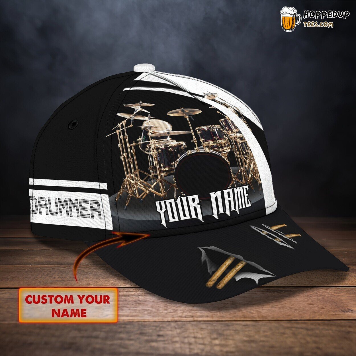 Classic 3D Cap Drummer Personalized Name Unique Edition Rhythmic Design