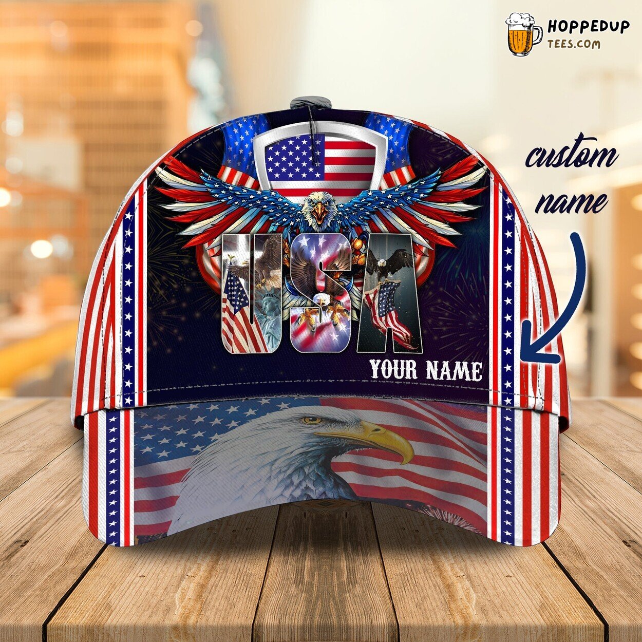 Classic 3D Cap Independence Day Design Personalized Name Unique Celebration Wear