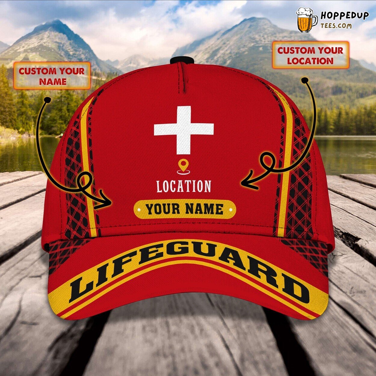 Classic 3D Cap Lifeguard Design Personalized Name Unique Beach Safety Trend