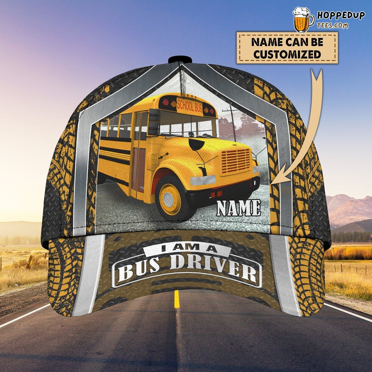 Classic 3D Cap Modern Bus Design Personalized Name Unique Journey Style
