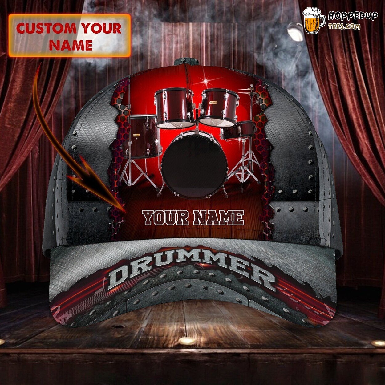 Classic 3D Cap Personalized Name Drum Beat Design Unique Musical Style