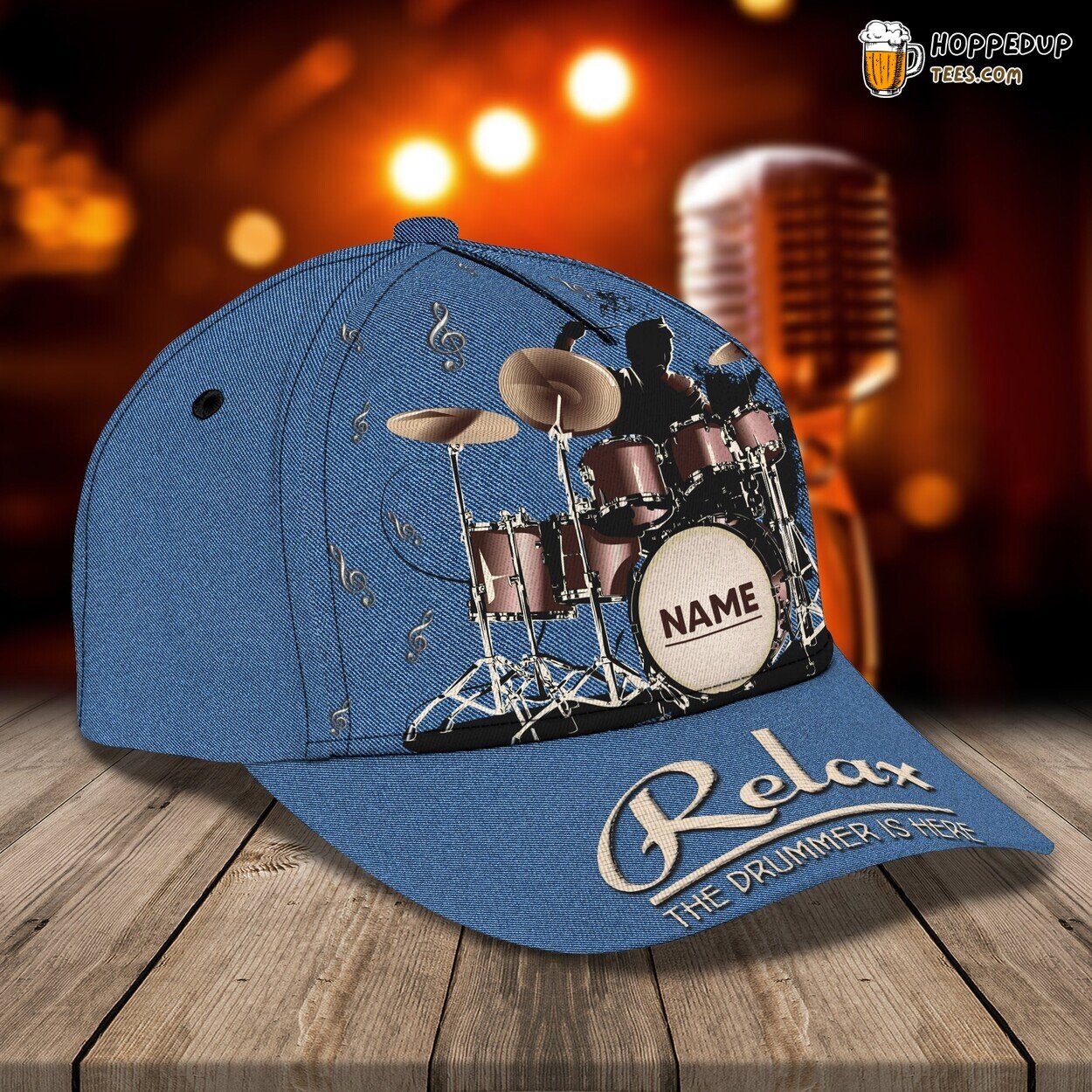 Classic 3D Cap Personalized Name Drum Design Unique Trendy Music Fashion