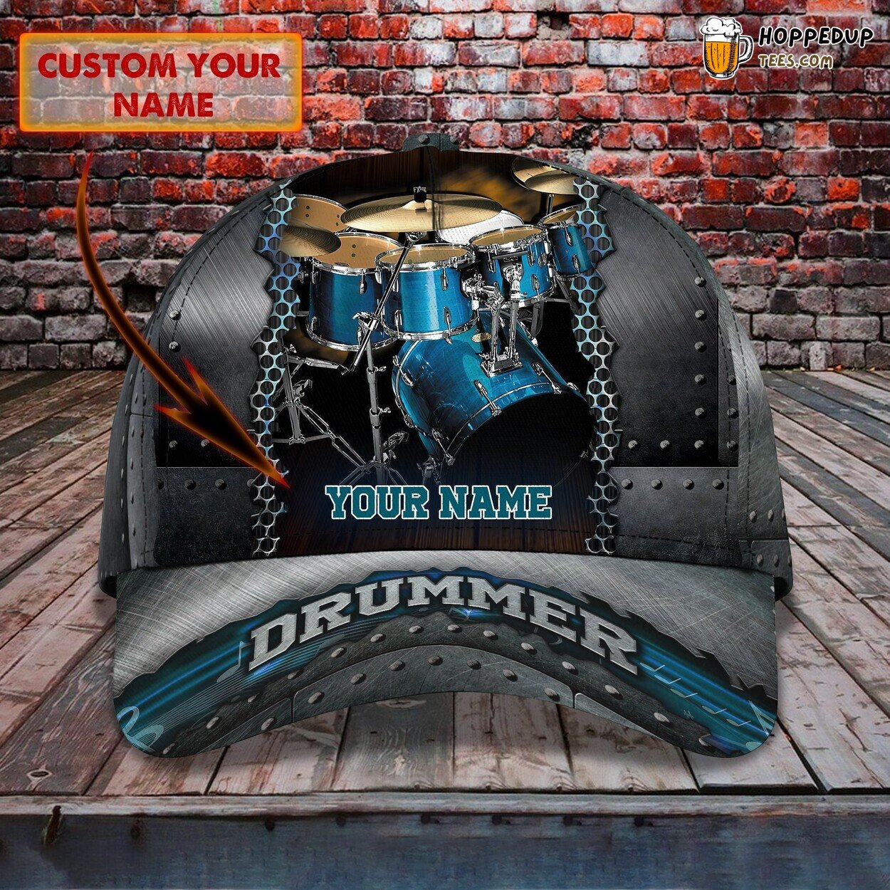 Classic 3D Cap Personalized Name Drum Rhythm Unique Trendy Sound Wear
