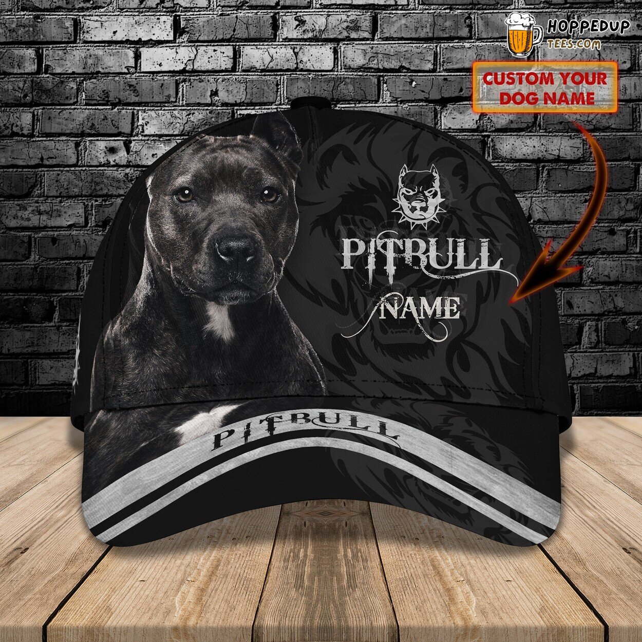 Classic 3D Cap Pitbull Design Personalized Name Unique Trendy Fashion Statement