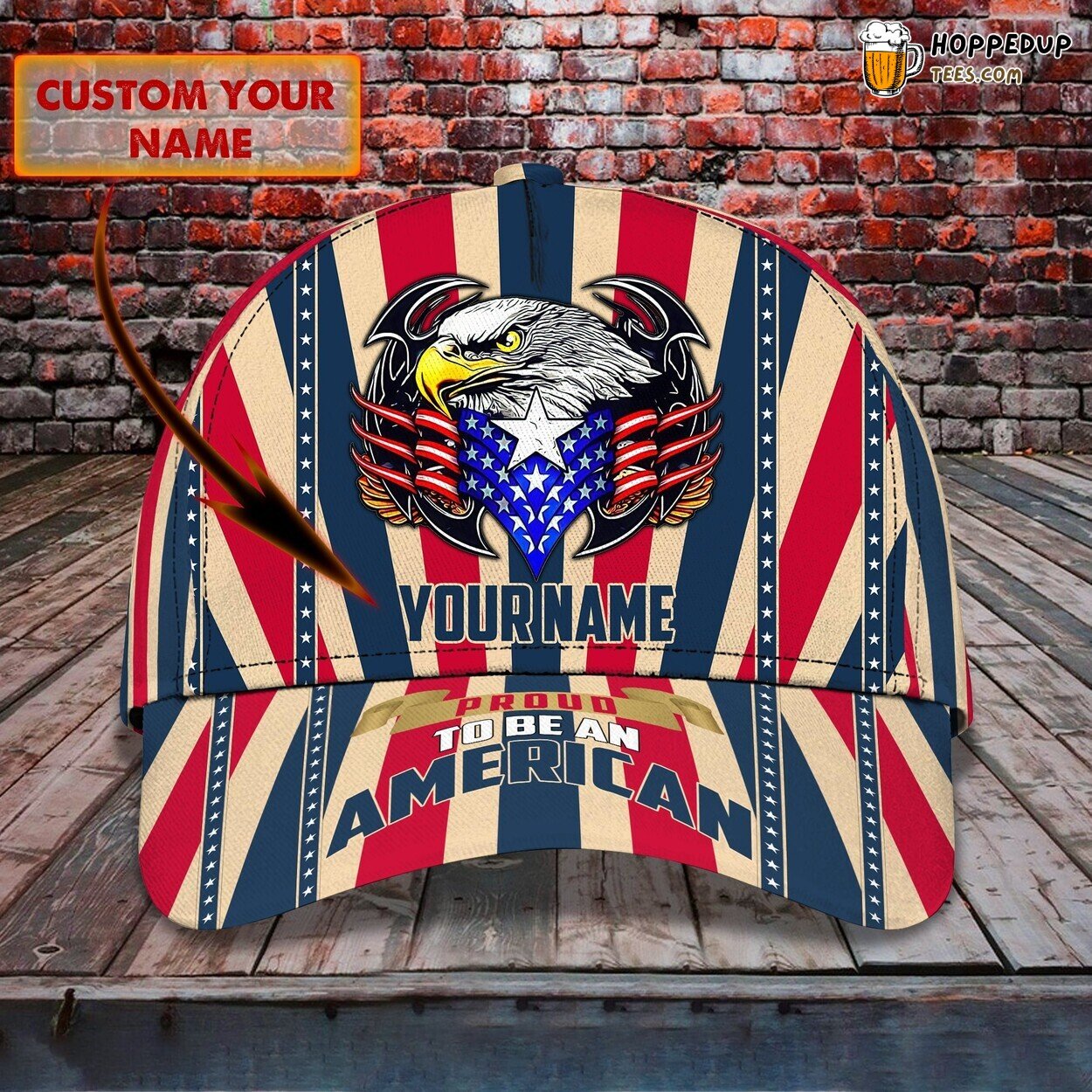Classic 3D Cap Proud American Design Personalized Name Unique Patriotic Look