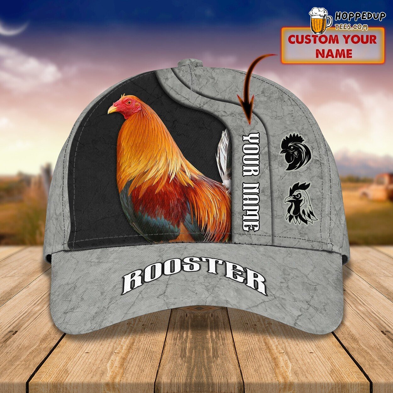 Classic 3D Cap Rooster Design Personalized Name Unique Farm Fashion Trend