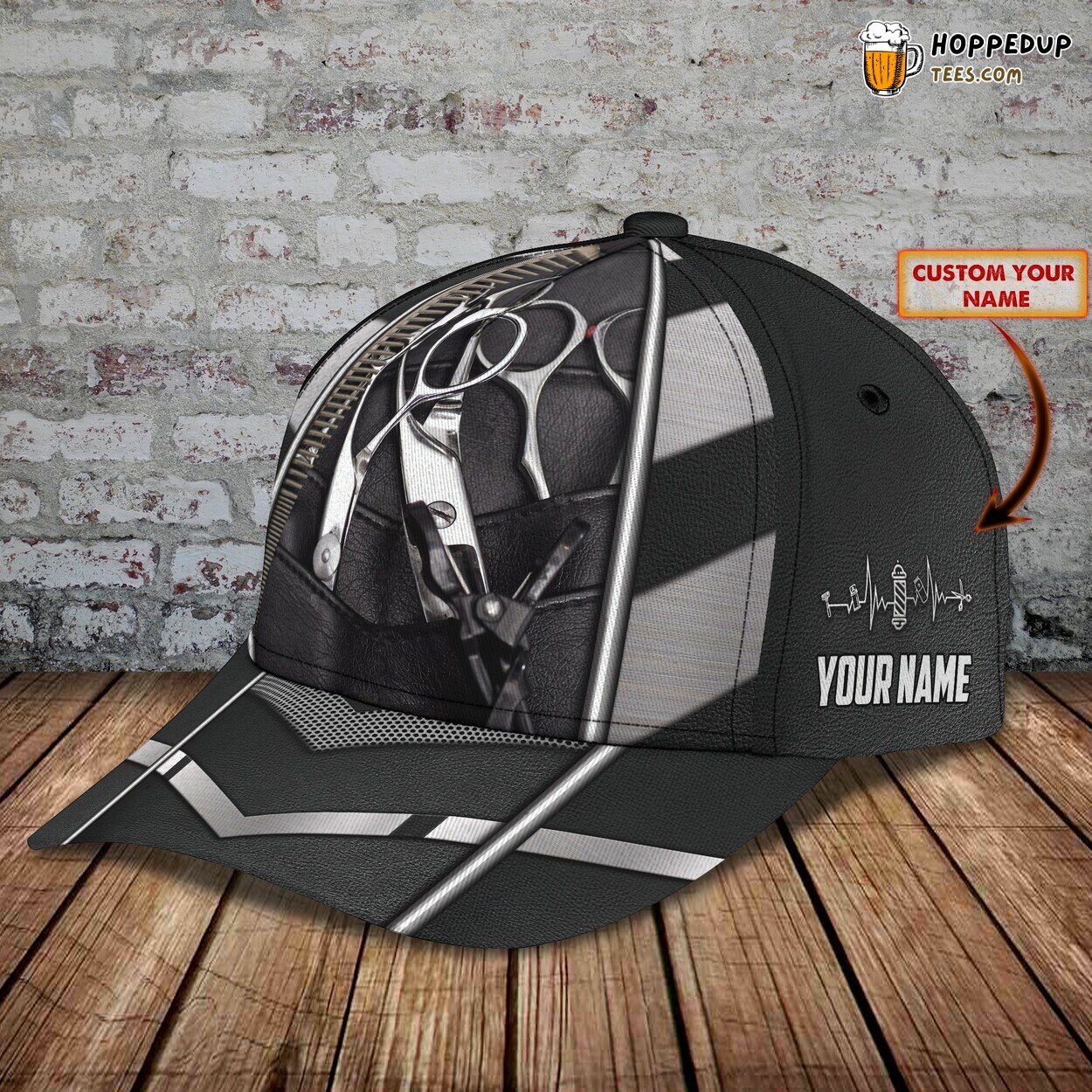 Classic 3D Cap Scissors Personalized Name Unique Hair Stylist Fashion Design