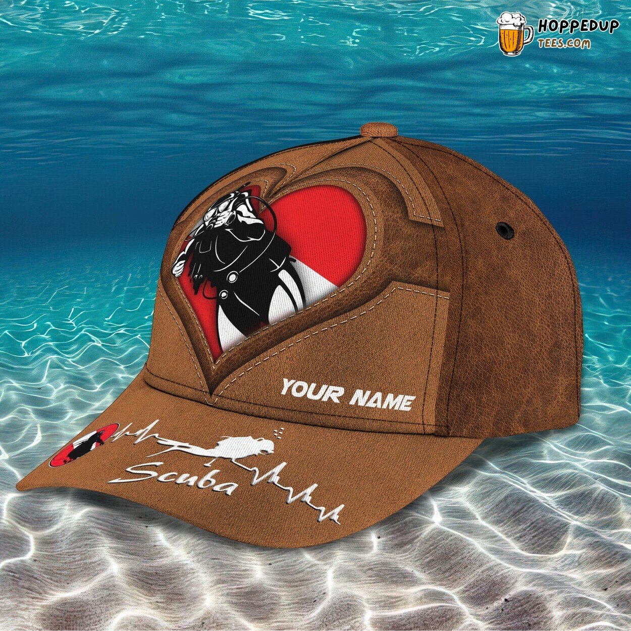 Classic 3D Cap Scuba Diving Personalized Name Unique Design Ocean Elite