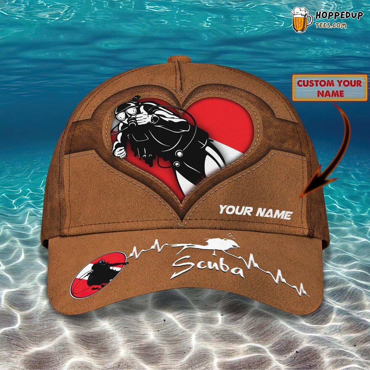 Classic 3D Cap Scuba Diving Personalized Name Unique Design Ocean Elite