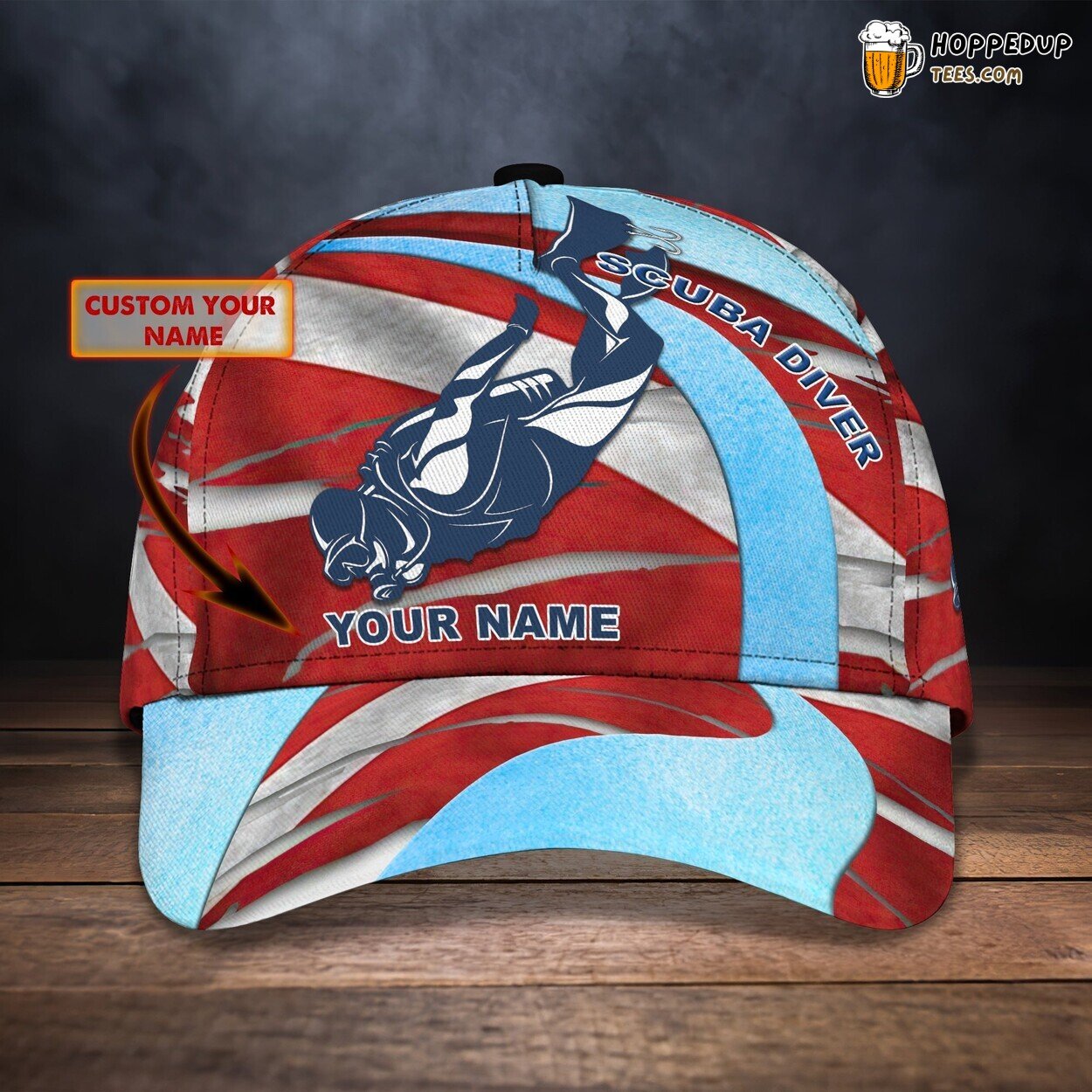 Classic 3D Cap Scuba Diving Personalized Name Unique Edition Dive Series
