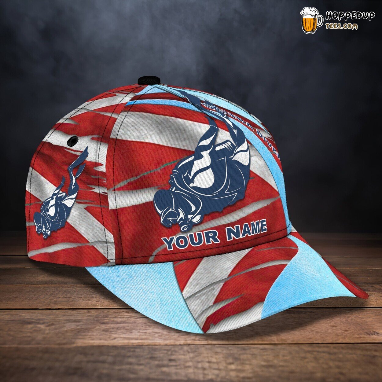 Classic 3D Cap Scuba Diving Personalized Name Unique Edition Dive Series