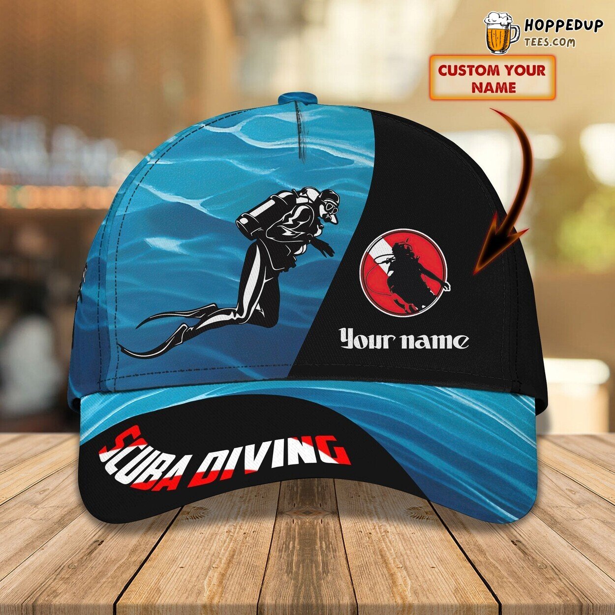 Classic 3D Cap Scuba Diving Personalized Name Unique Edition Marine Look