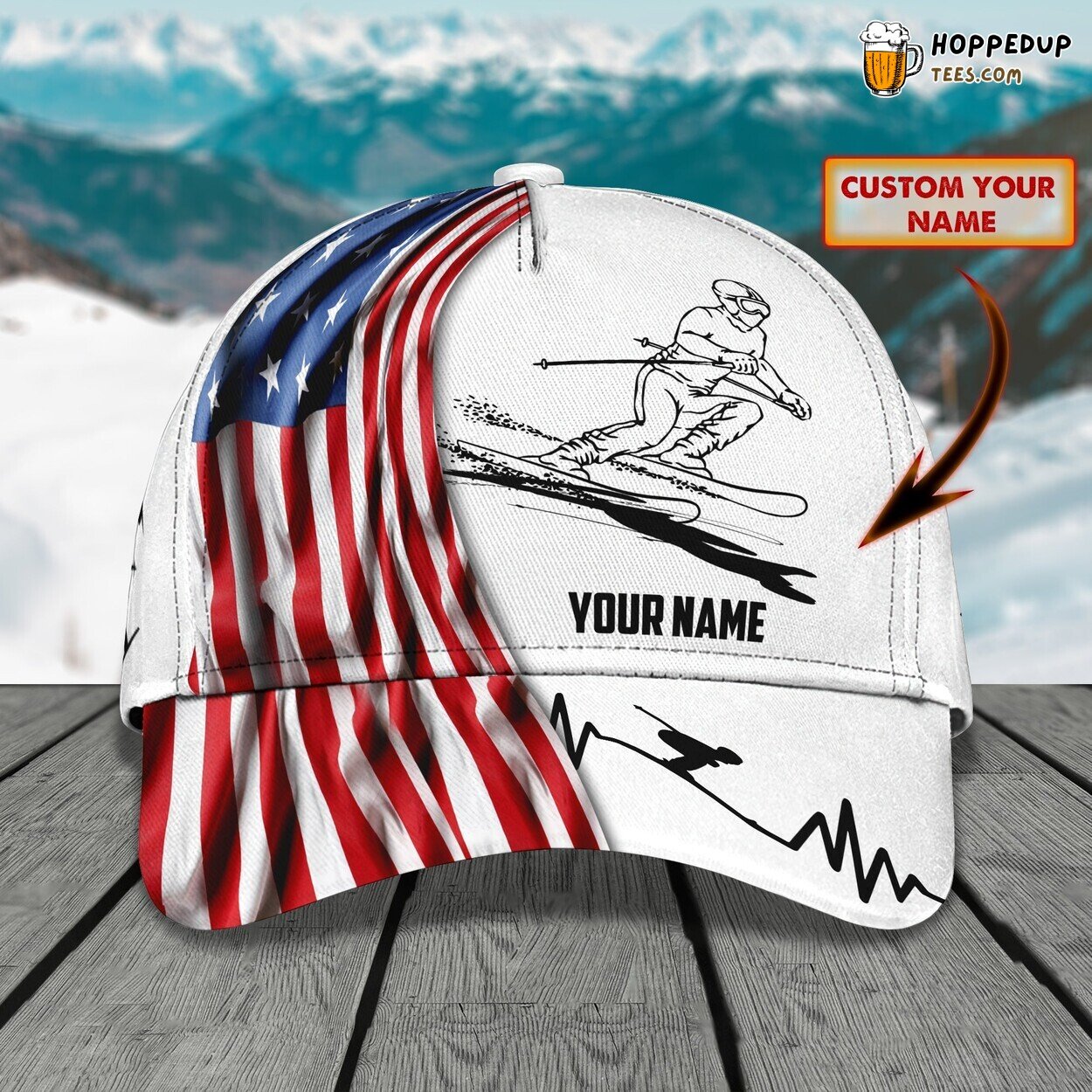 Classic 3D Cap Skiing Personalized Name Unique Edition Winter Sport