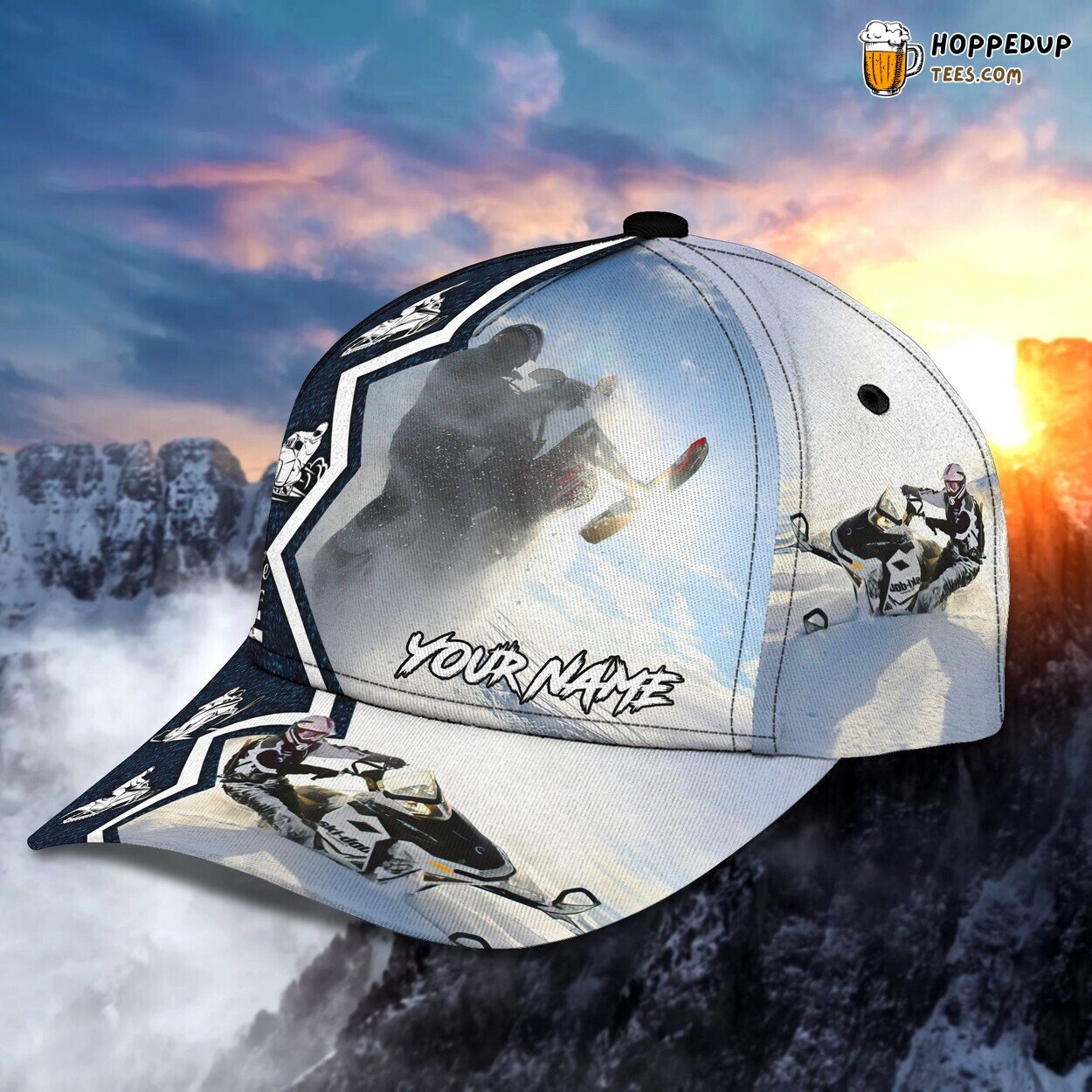 Classic 3D Cap Snow Mobile Personalized Name Unique Edition Winter Series
