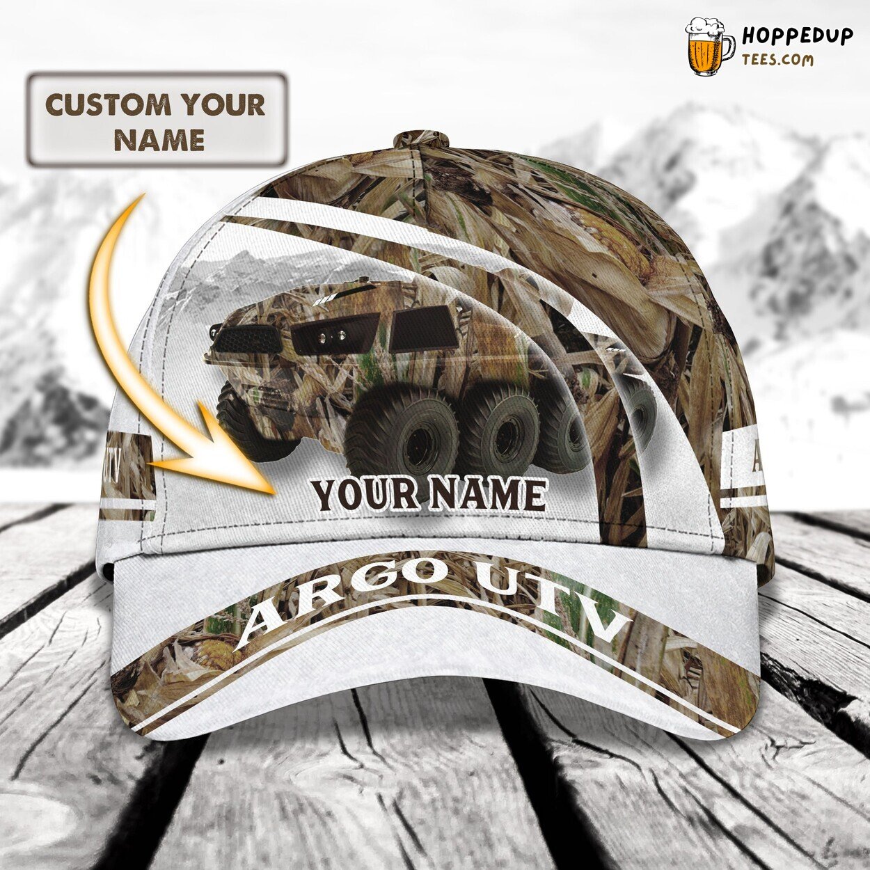 Classic 3D Cap Snowmobile Camo Personalized Name Unique Edition Stealth