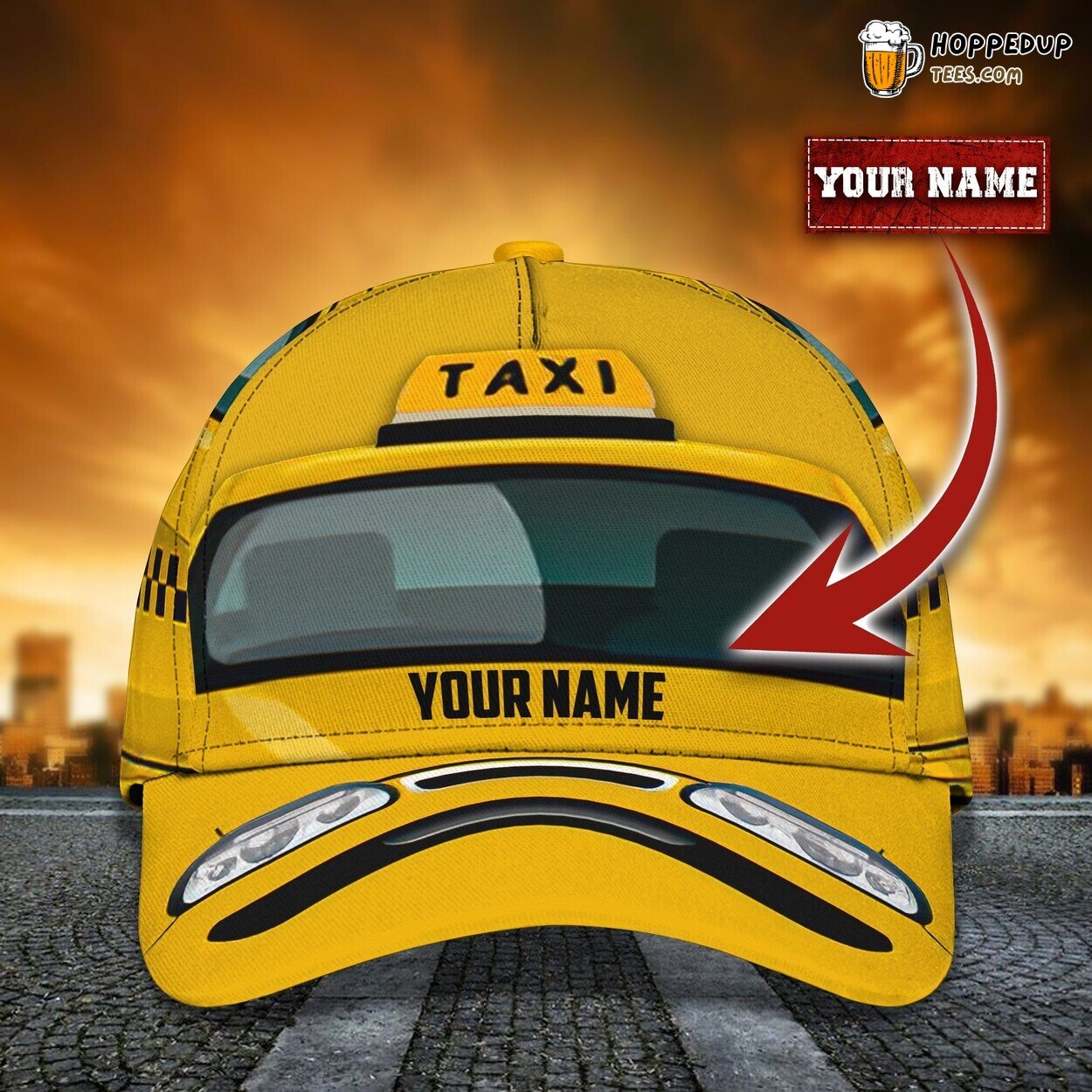 Classic 3D Cap Taxi Ride Design Personalized Name Unique City Transport Look